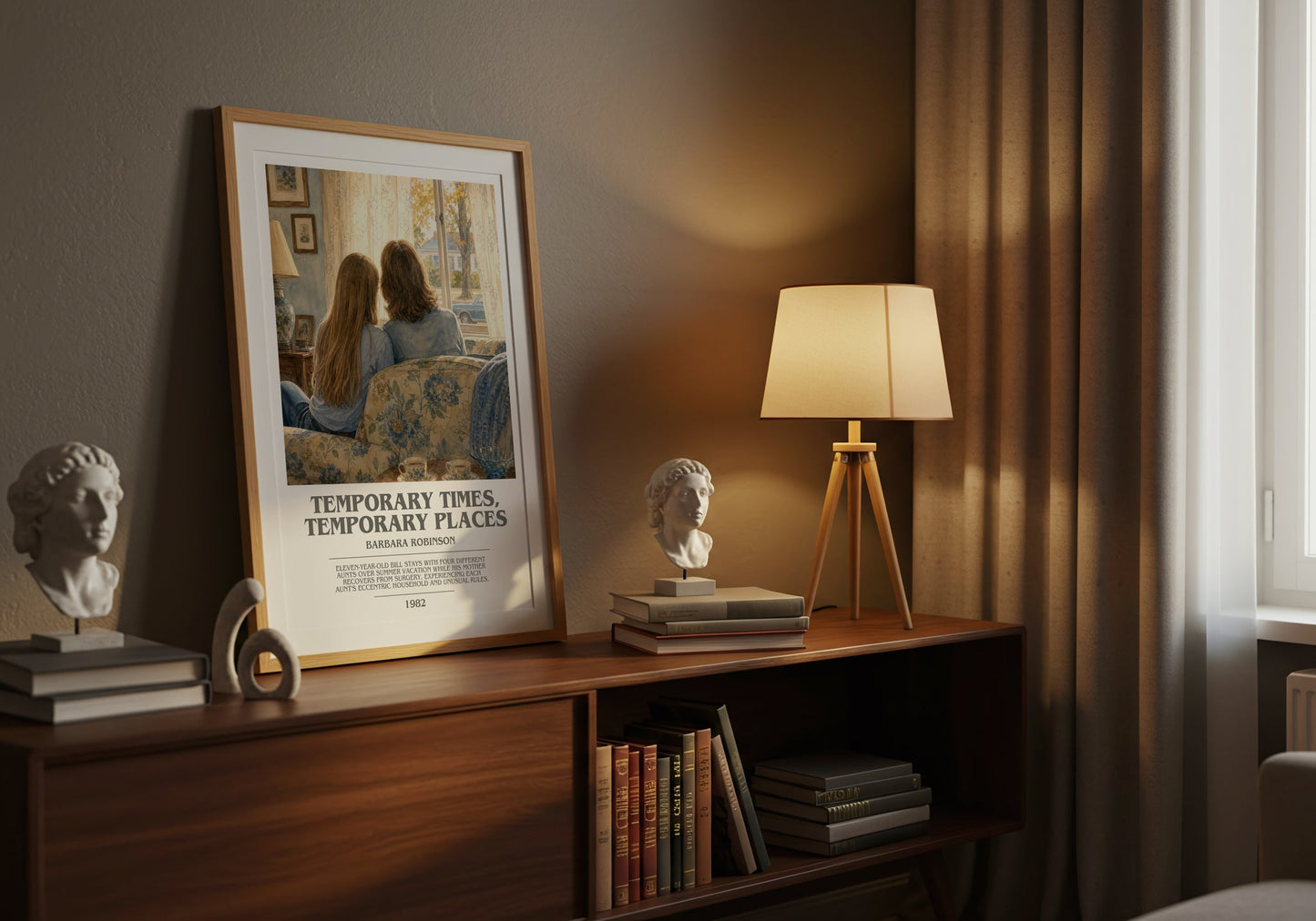 Temporary Times, Temporary Places bookish book poster framed on wall – childrens wall art