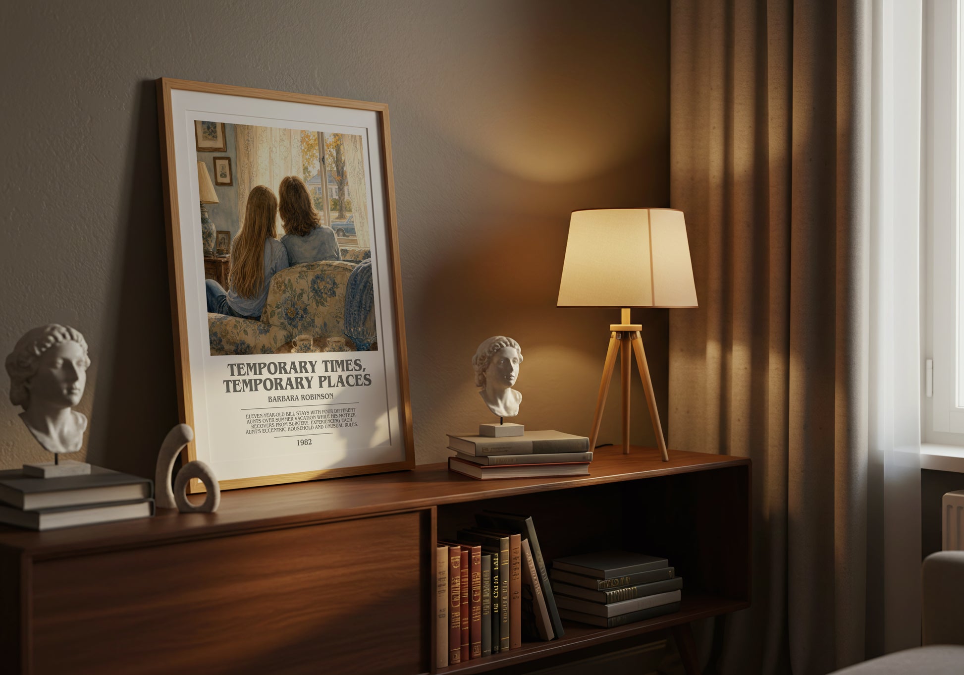 Temporary Times, Temporary Places bookish book poster framed on wall – childrens wall art