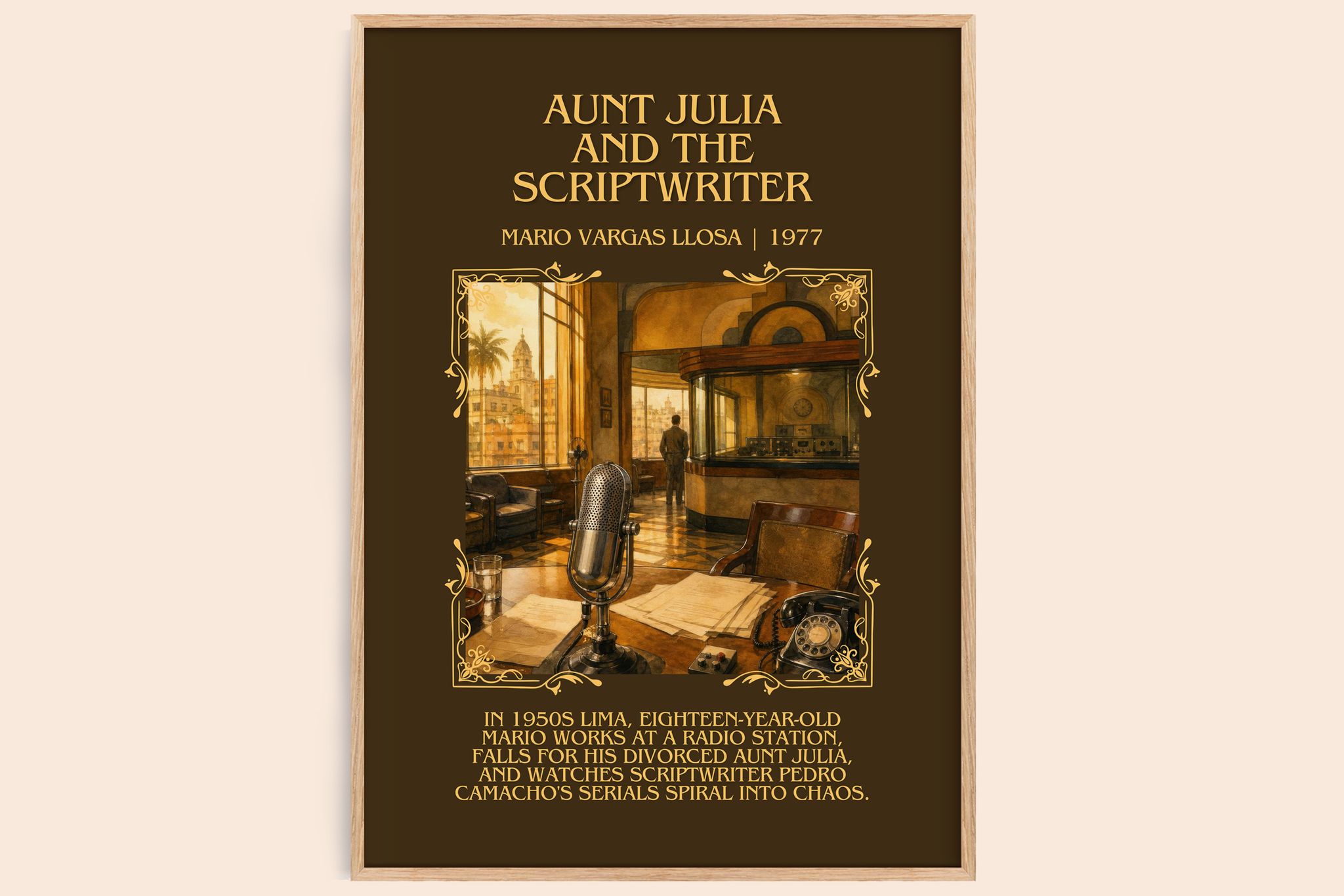 Aunt Julia and the Scriptwriter Minimalist Book Poster by M. Llosa