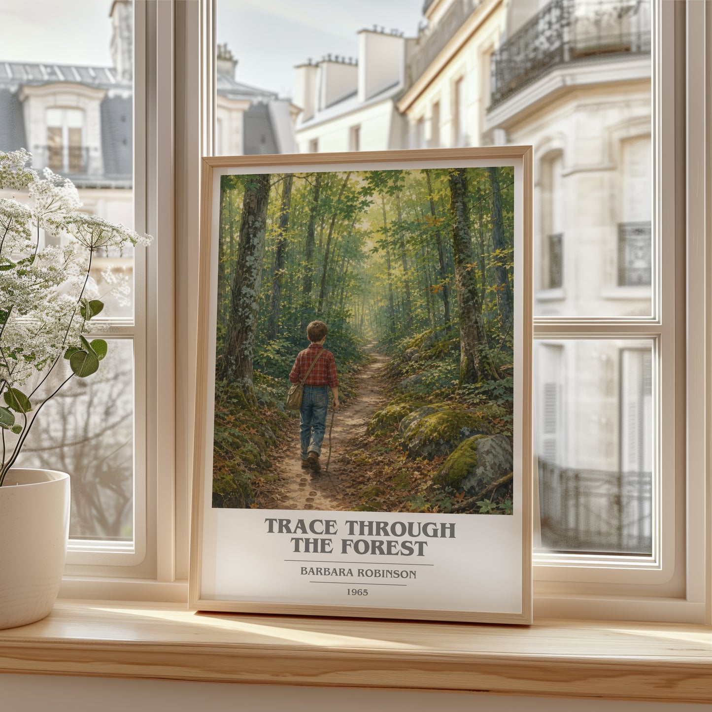 Trace Through The Forest book cover poster colour and style options – Barbara Robinson book art
