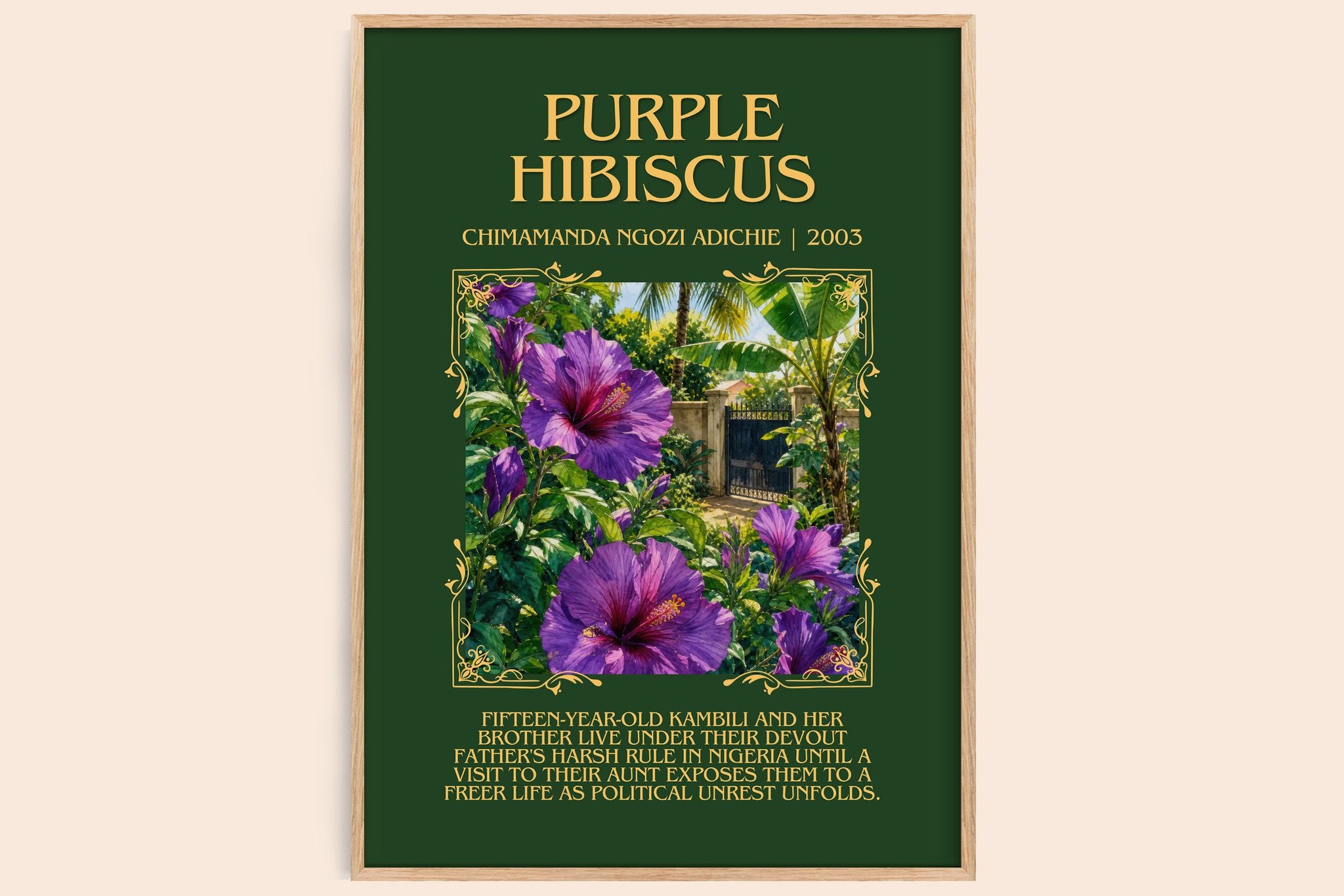 Purple Hibiscus Minimalist Book Poster by Chimamanda Ngozi Adichie