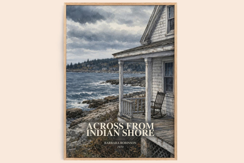 Across From Indian Shore watercolour book poster by Barbara Robinson – framed literary art print