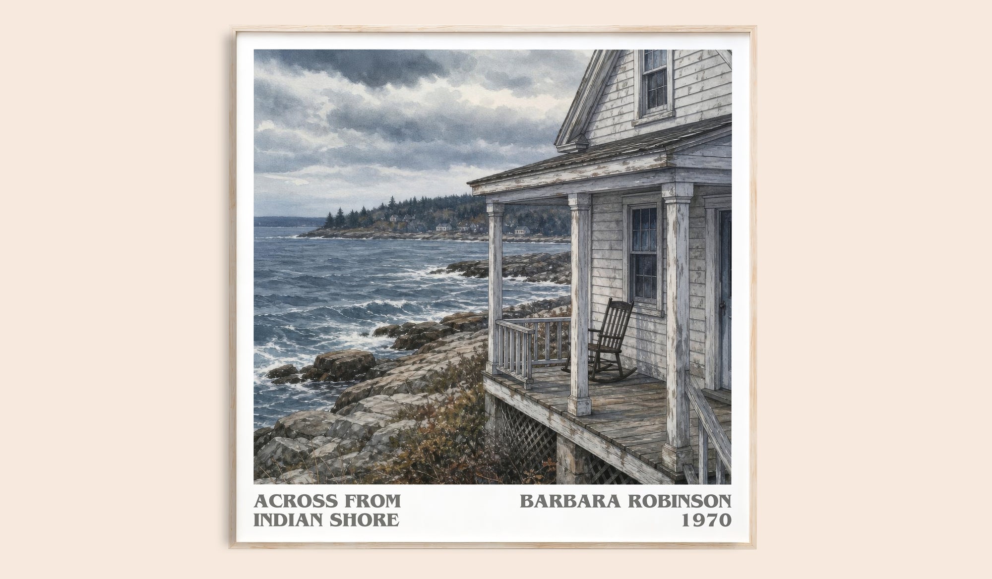 Across From Indian Shore literary book poster by Barbara Robinson – framed literary art print