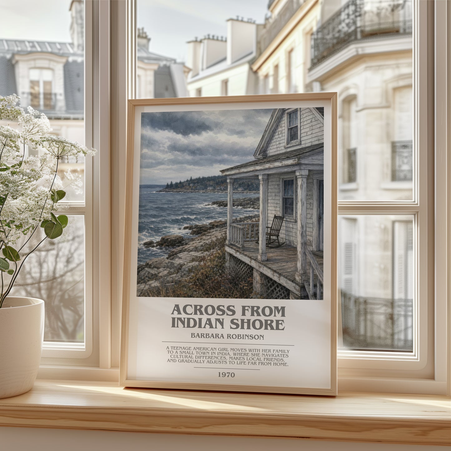 Across From Indian Shore bookish poster colour and style options – Barbara Robinson book art