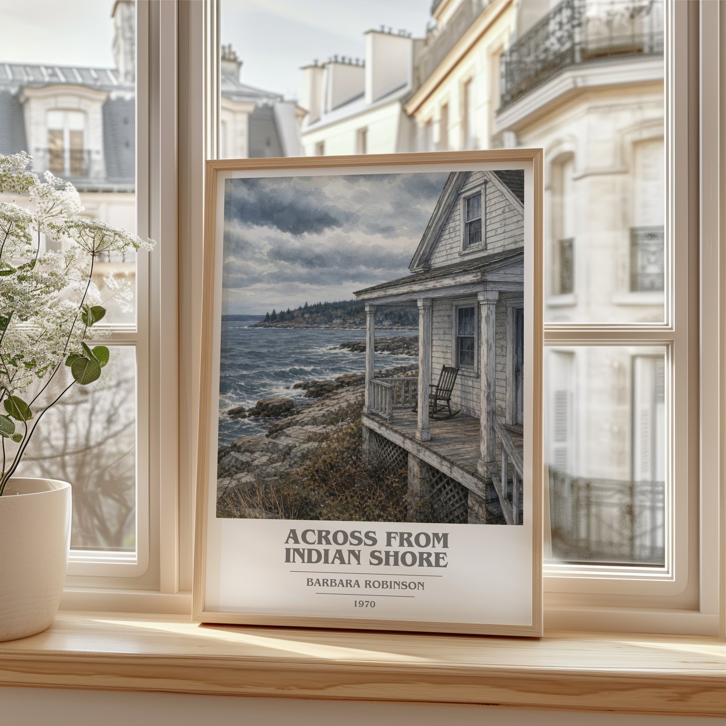 Across From Indian Shore book cover poster colour and style options – Barbara Robinson book art