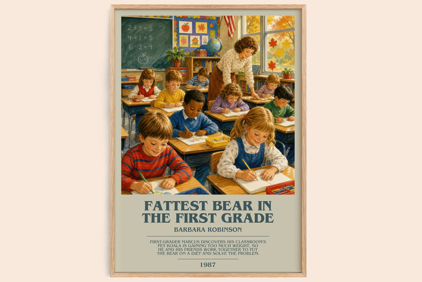 Fattest Bear In The First Grade bookish book poster by Barbara Robinson – framed literary art print