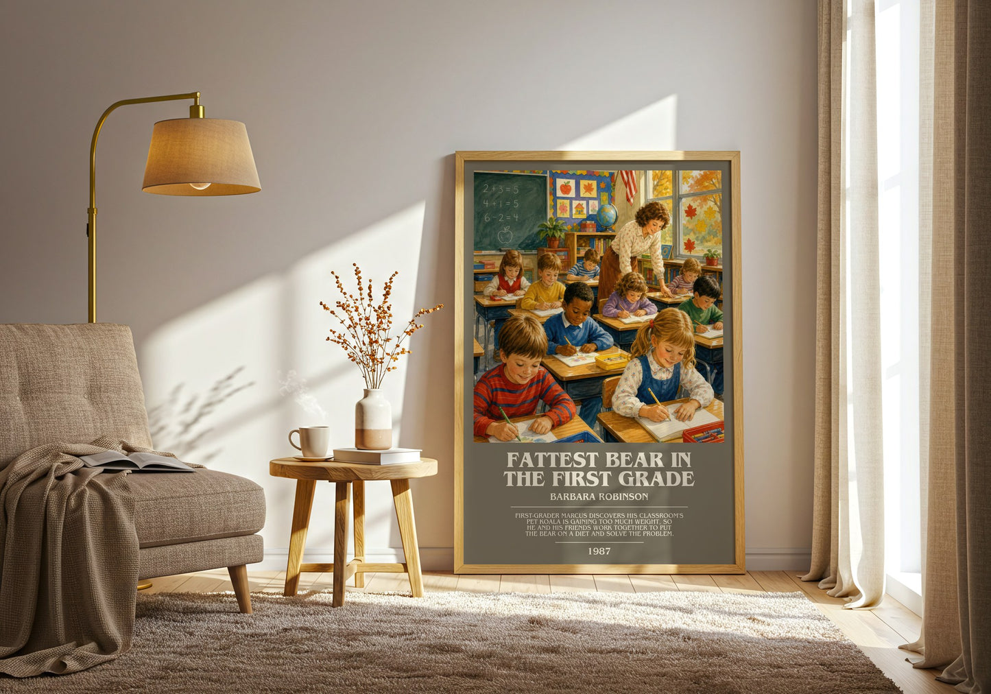 Fattest Bear In The First Grade bookish print on bookshelf – Barbara Robinson fan gift