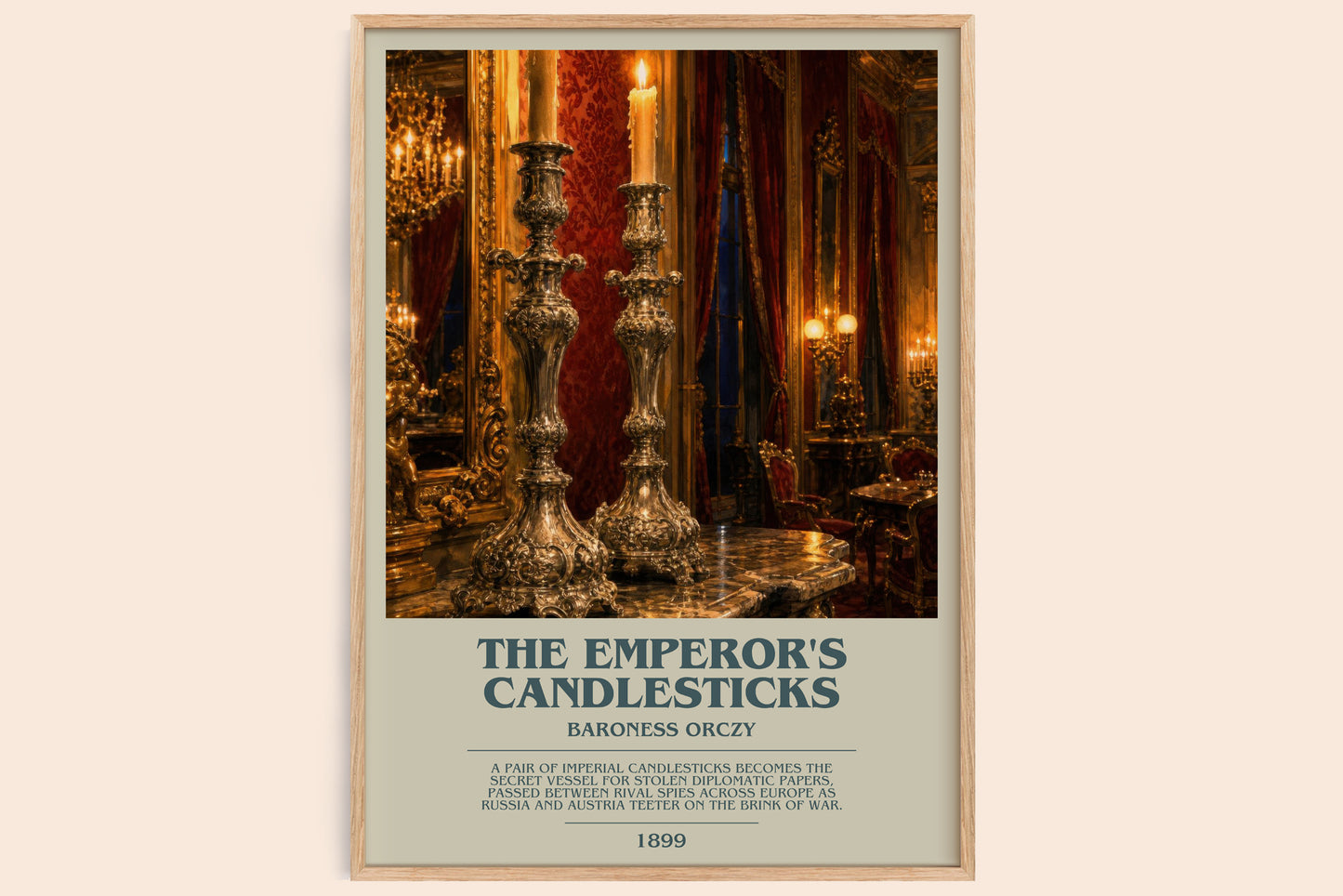 The Emperor'S Candlesticks bookish book poster by Baroness Orczy – framed literary art print