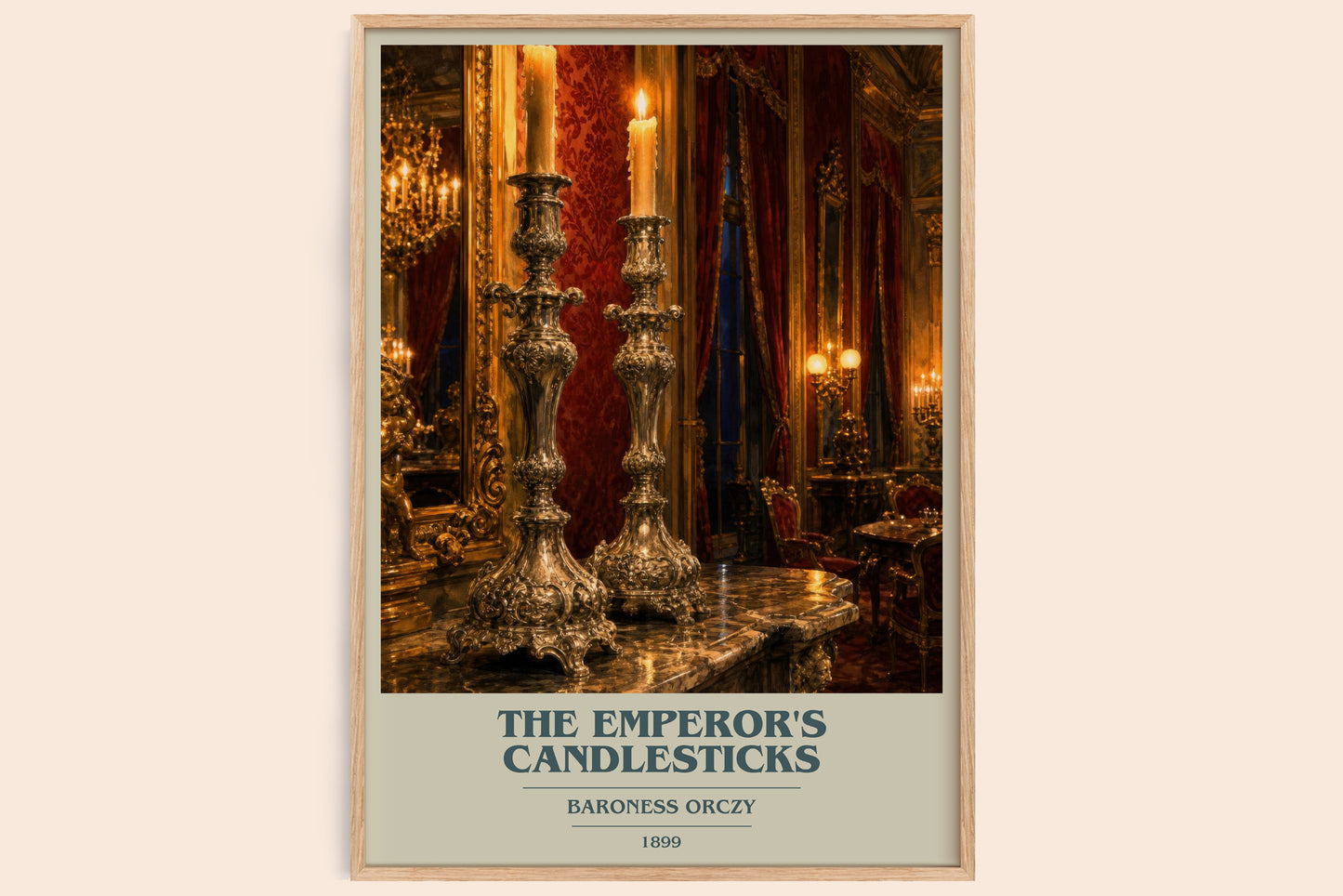 The Emperor'S Candlesticks book cover book poster by Baroness Orczy – framed literary art print