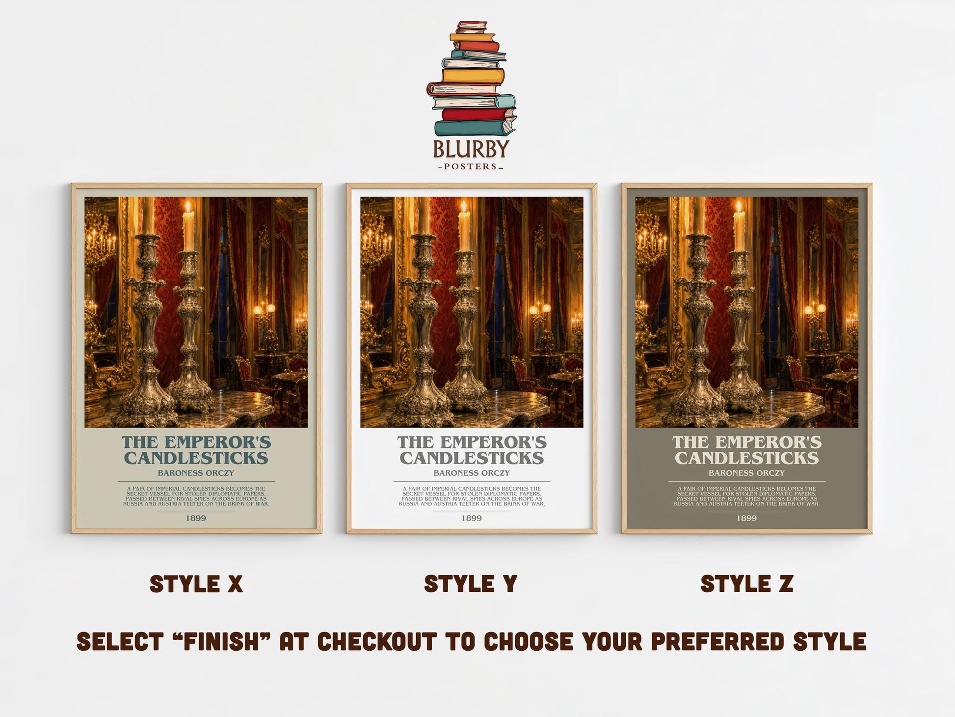 The Emperor'S Candlesticks bookish print in frame leaning in hallway – historical fiction wall art
