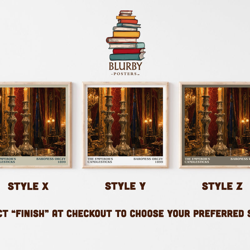 The Emperor'S Candlesticks literary print in frame leaning in hallway – historical fiction wall art