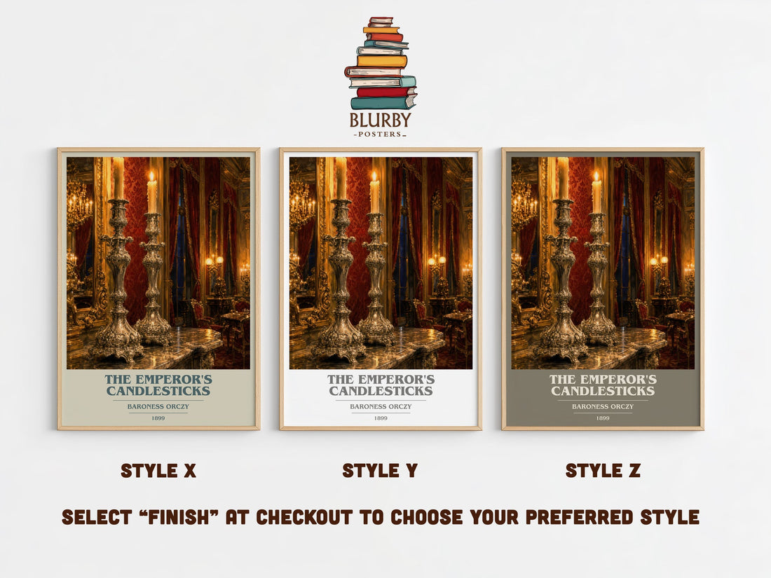 The Emperor'S Candlesticks book cover print in frame leaning in hallway – historical fiction wall art (mockup)