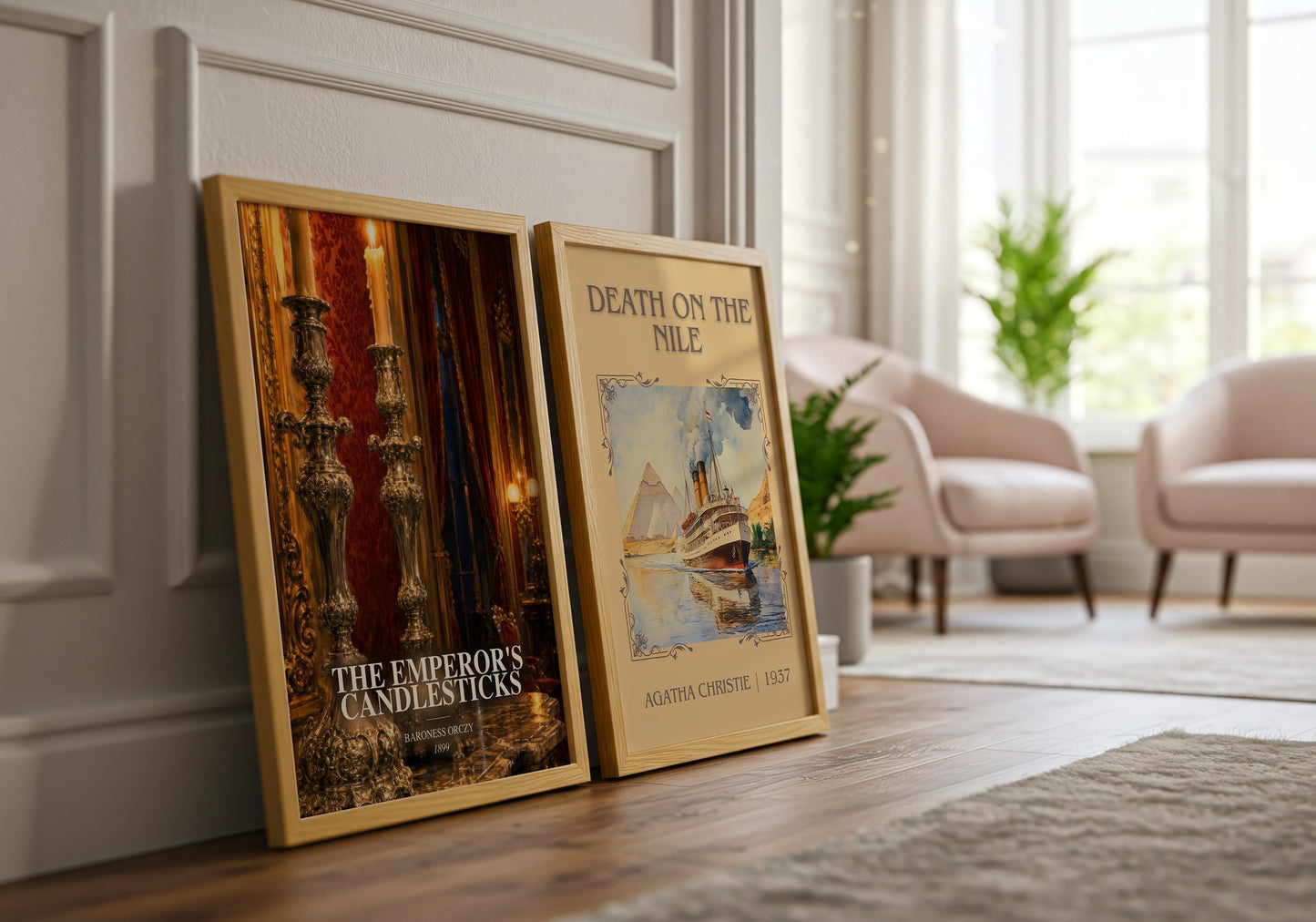 The Emperor'S Candlesticks watercolour print framed by window – literary home decor