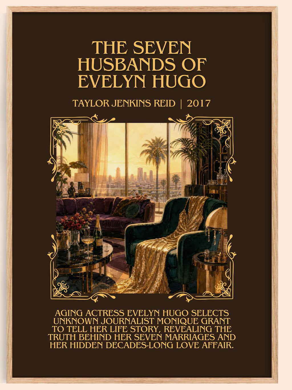 Seven Husbands of Evelyn Hugo Minimalist Book Poster by T. Reid – book poster