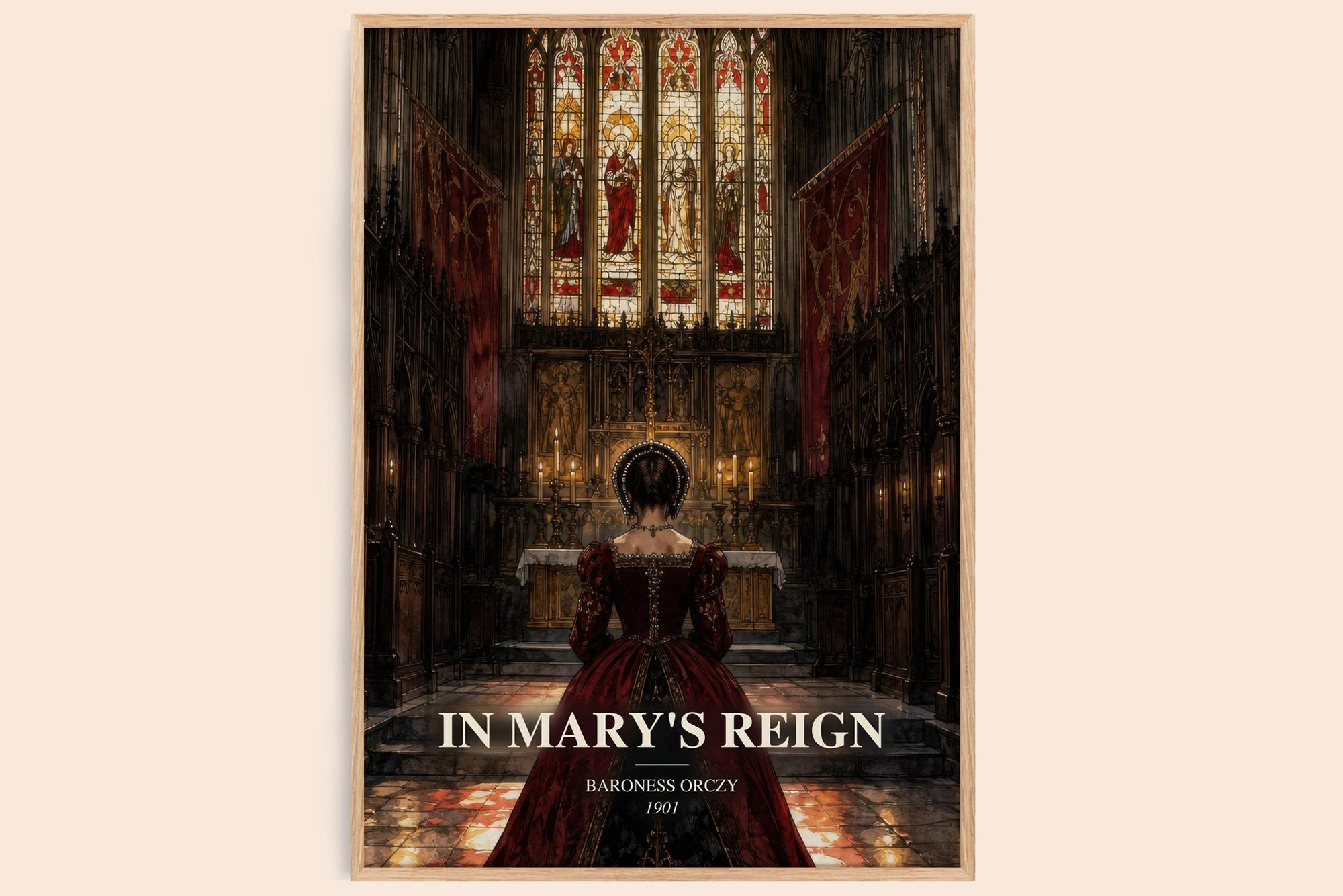 In Mary'S Reign watercolour book poster by Baroness Orczy – framed literary art print