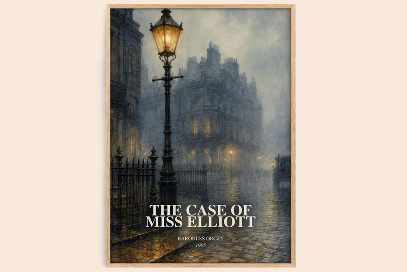The Case Of Miss Elliott watercolour book poster by Baroness Orczy – framed literary art print