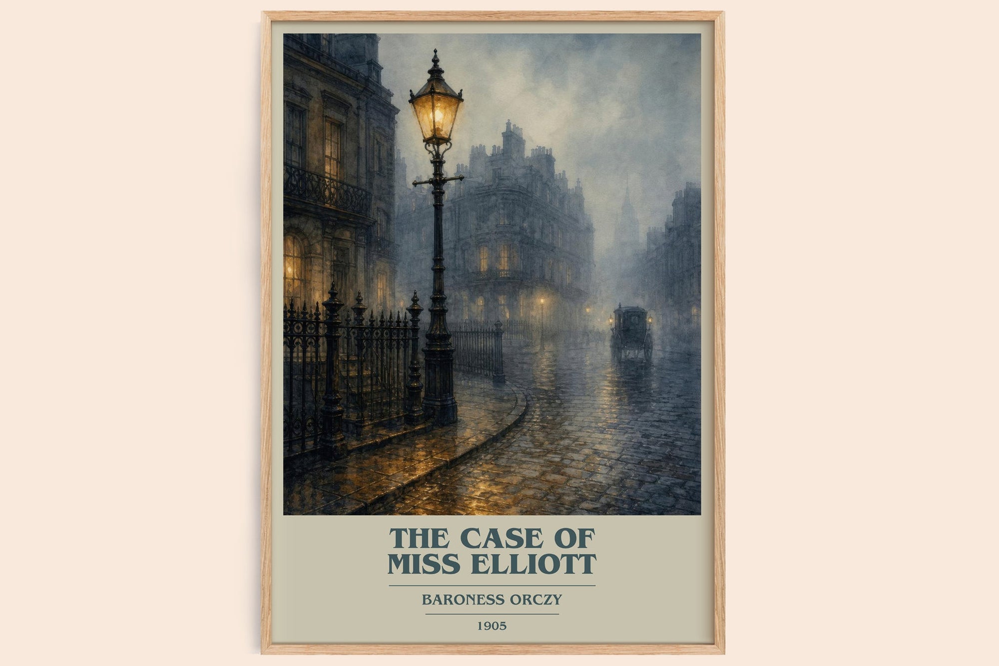 The Case Of Miss Elliott book cover book poster by Baroness Orczy – framed literary art print