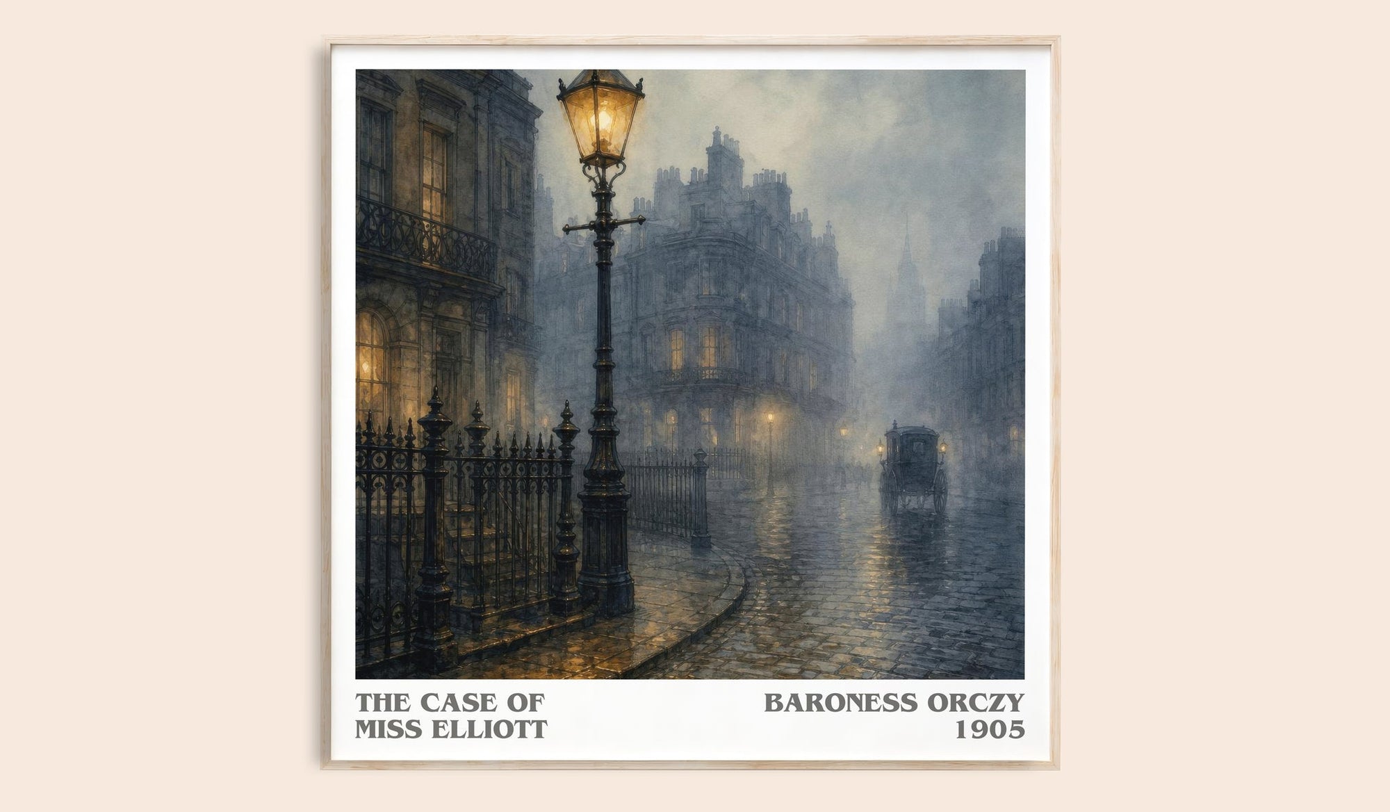 The Case Of Miss Elliott literary book poster by Baroness Orczy – framed literary art print