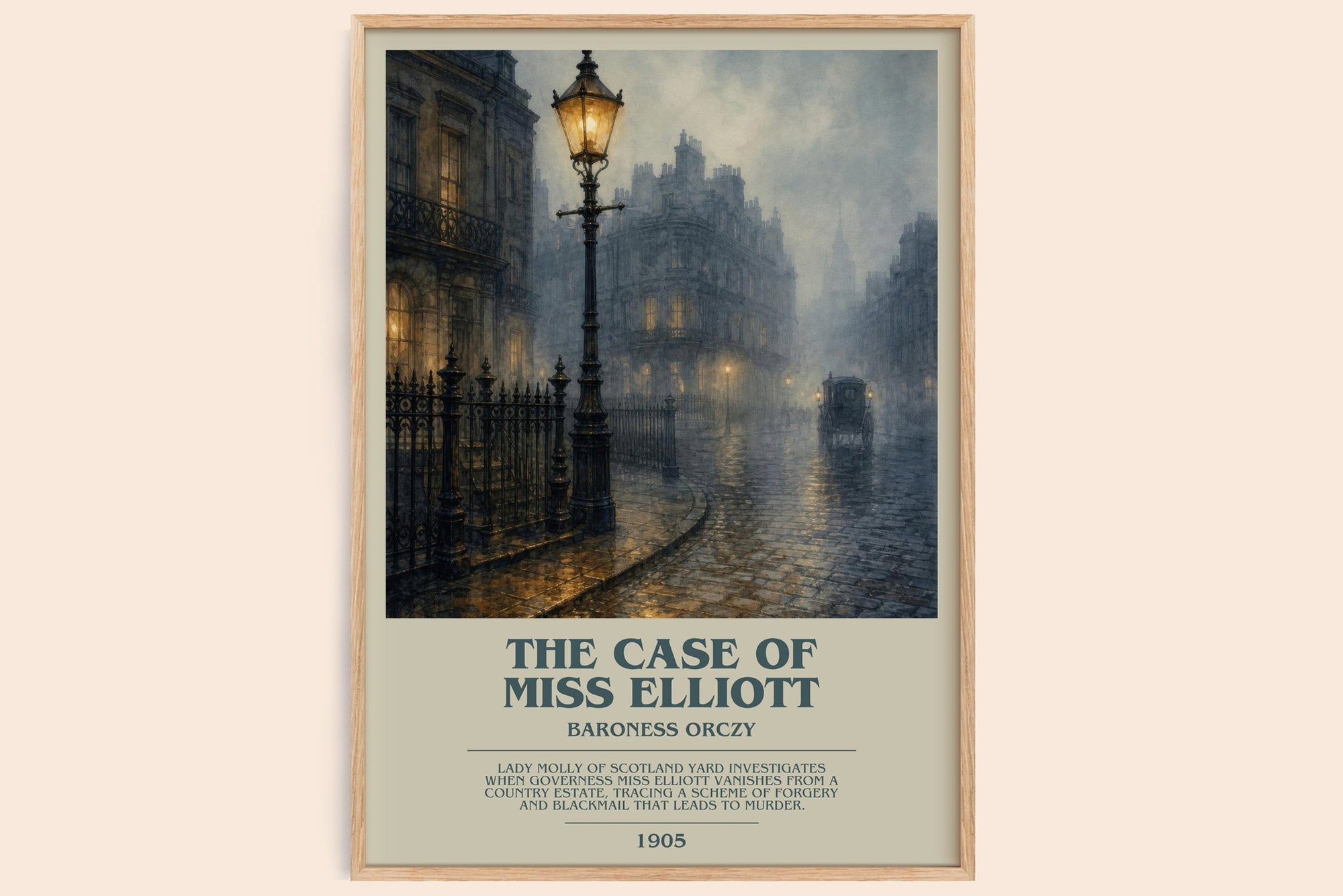 The Case Of Miss Elliott bookish book poster by Baroness Orczy – framed literary art print