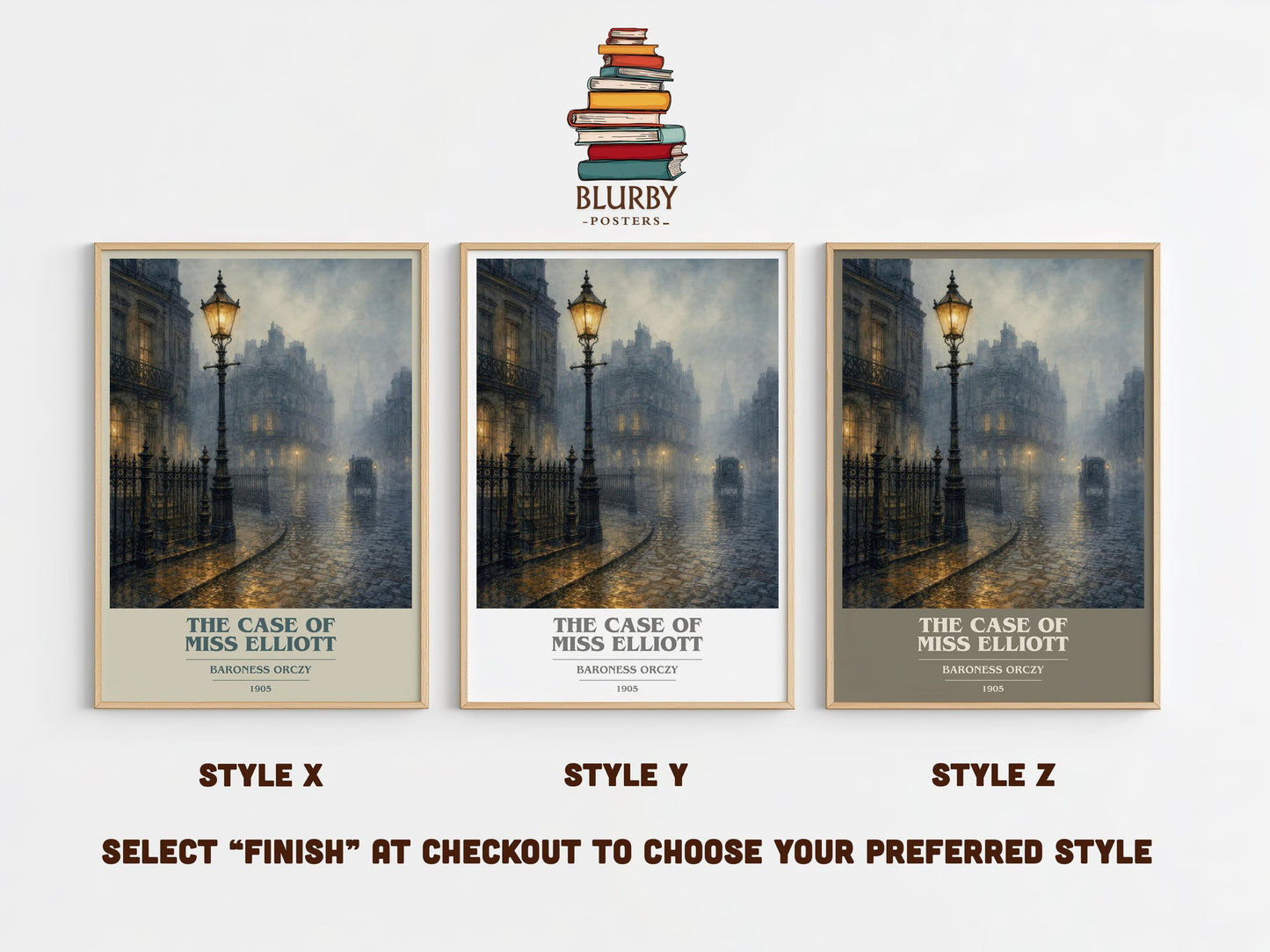 The Case Of Miss Elliott book cover print in frame leaning in hallway – mystery wall art