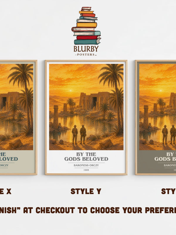 By The Gods Beloved book cover print in frame leaning in hallway – historical fiction wall art