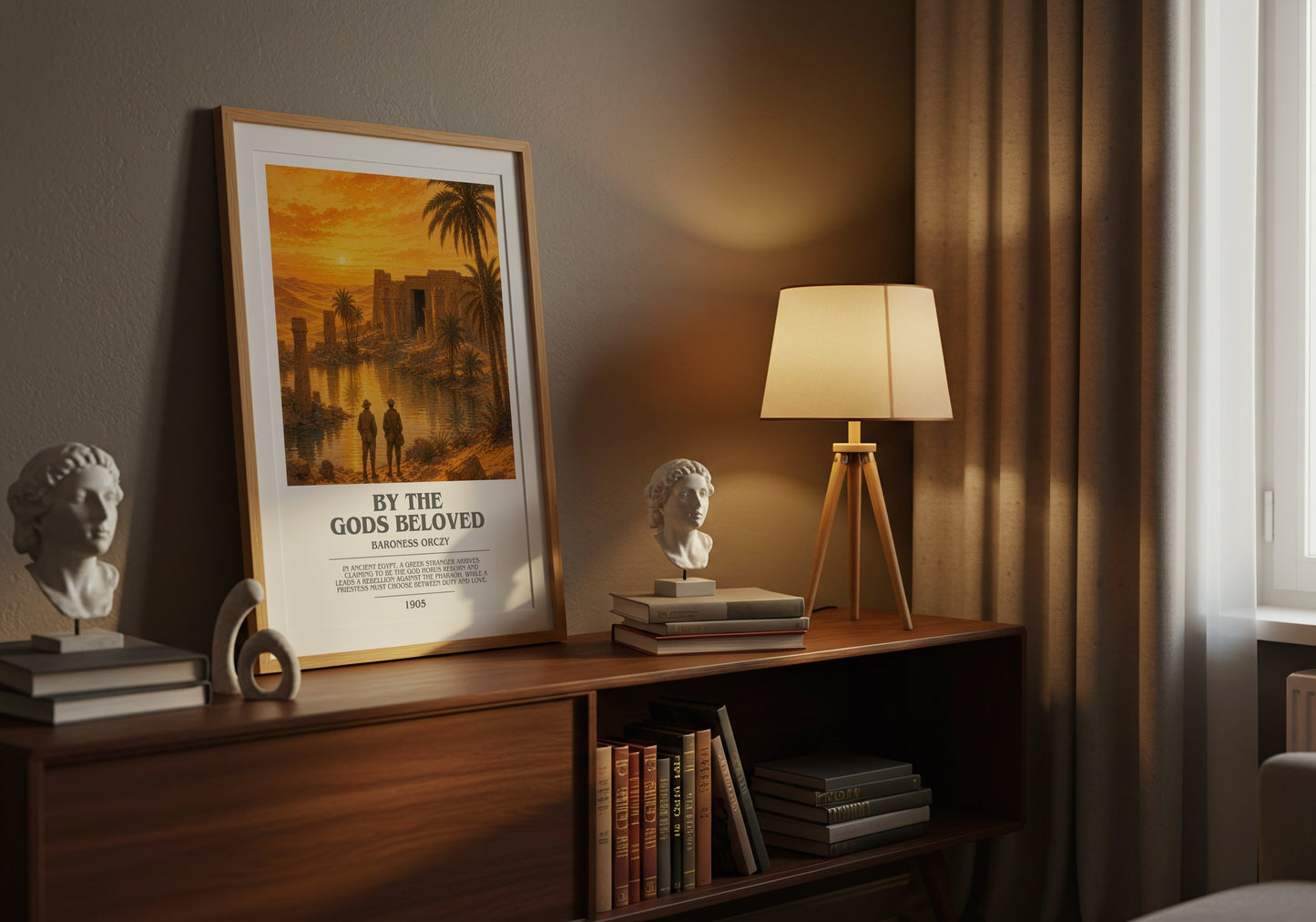 By The Gods Beloved bookish book poster framed on wall – historical fiction wall art