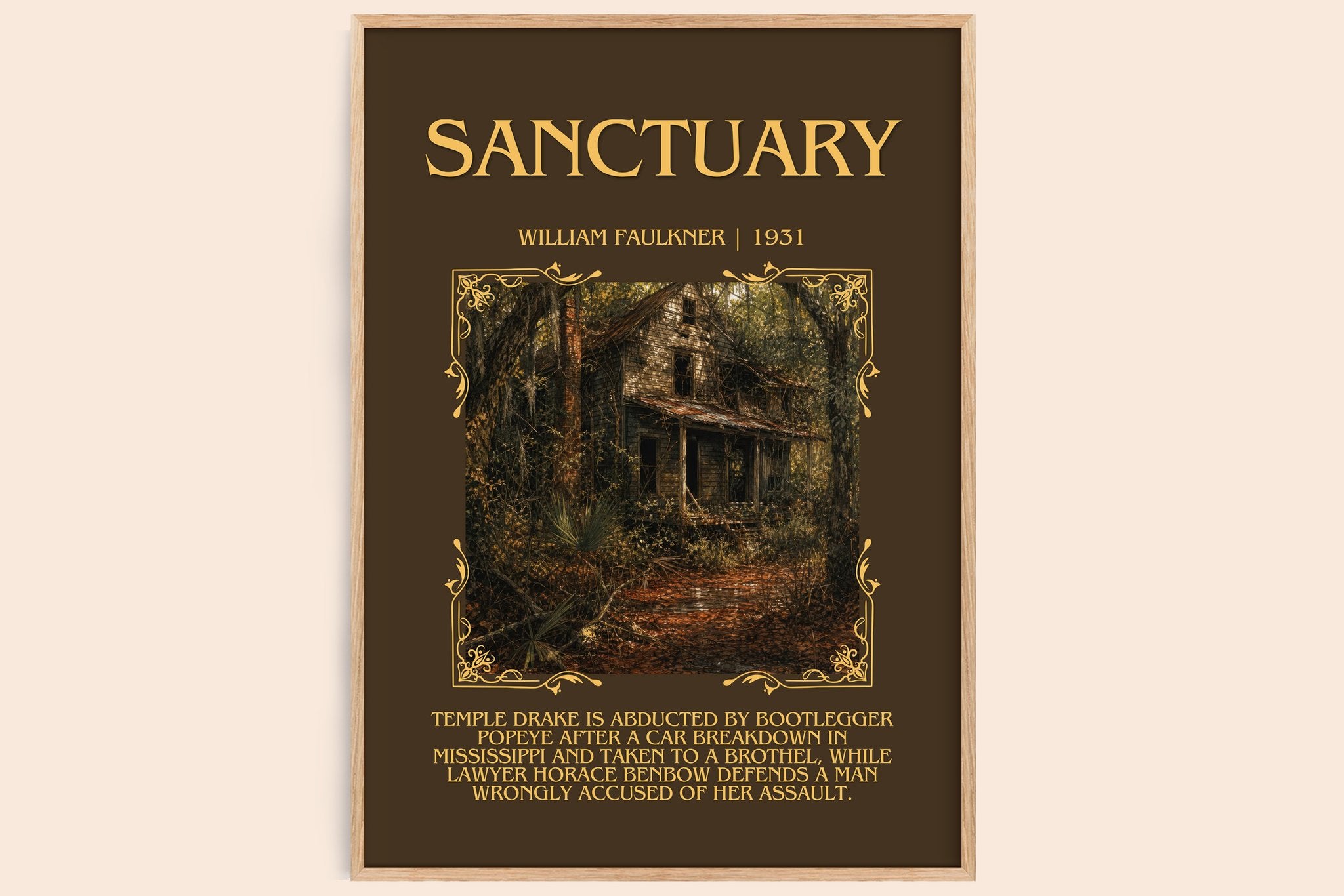 Sanctuary Minimalist Book Poster by William Faulkner