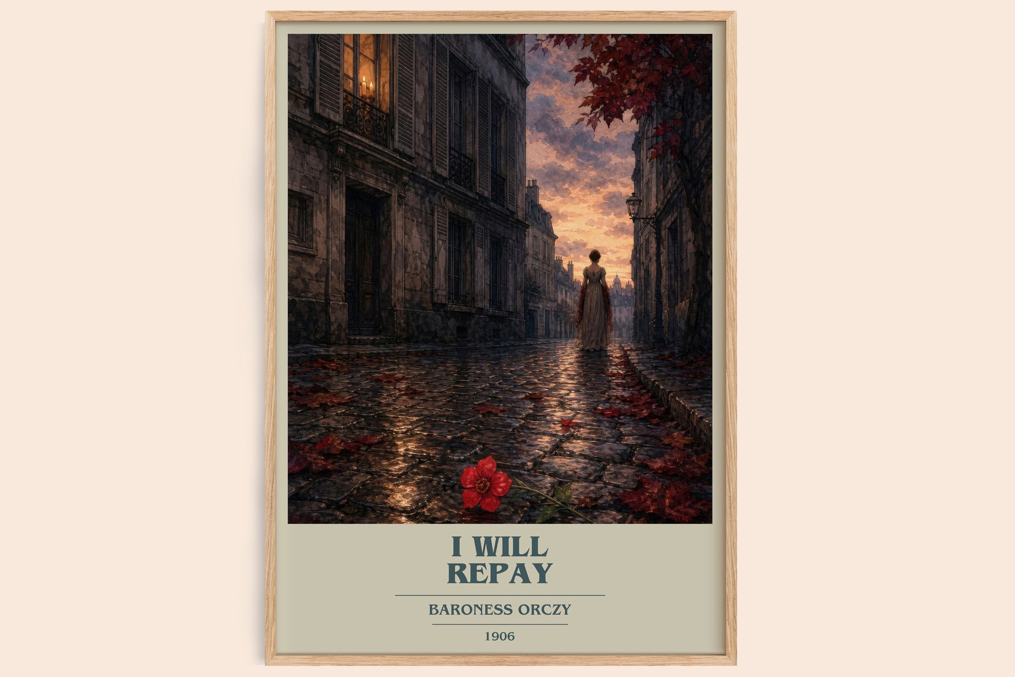 I Will Repay book cover book poster by Baroness Orczy – framed literary art print