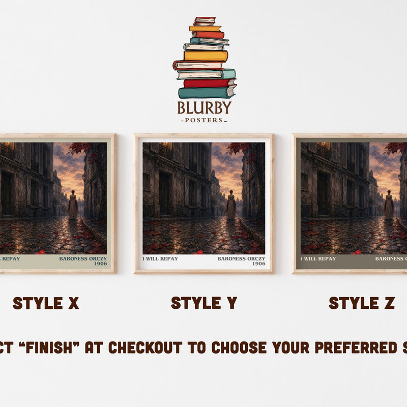 I Will Repay literary print in frame leaning in hallway – historical fiction wall art
