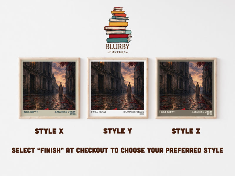 I Will Repay literary print in frame leaning in hallway – historical fiction wall art