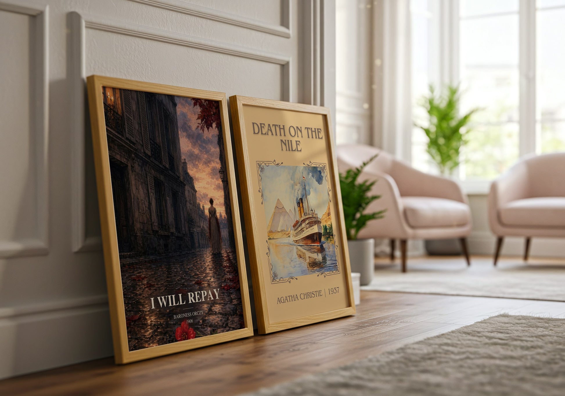 I Will Repay watercolour print framed by window – literary home decor