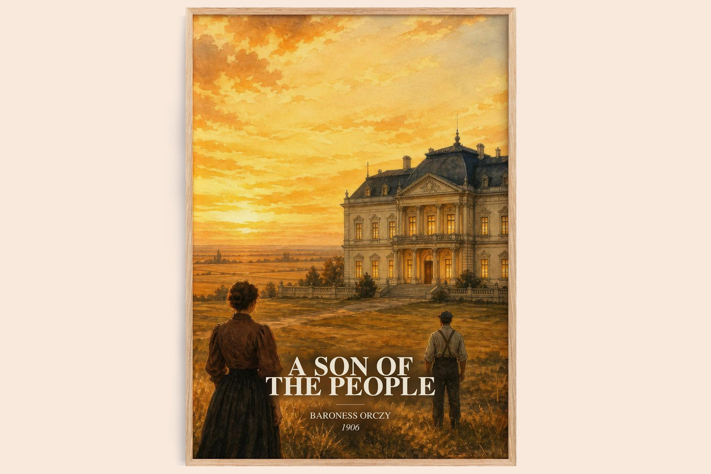 A Son Of The People watercolour book poster by Baroness Orczy – framed literary art print