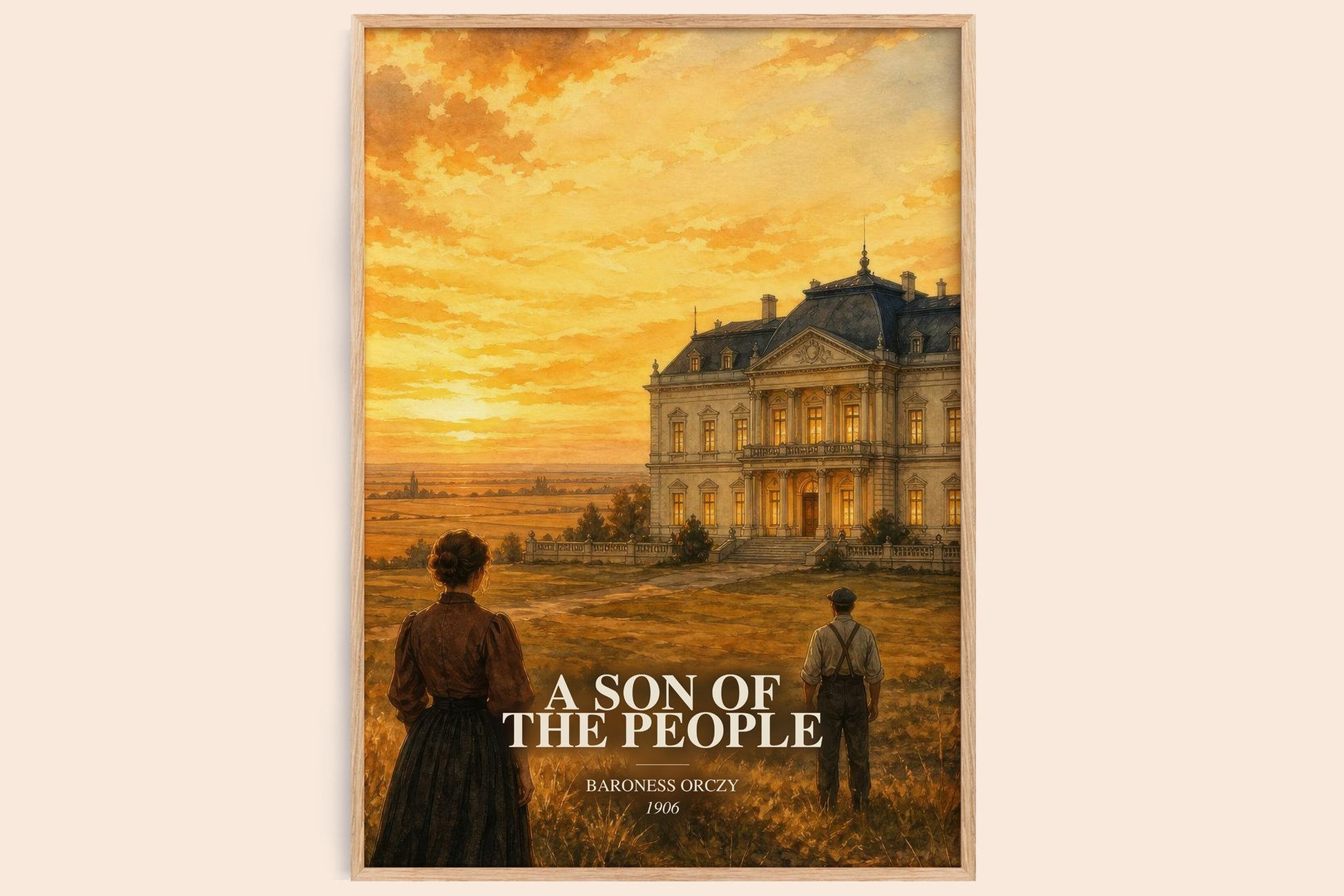 A Son Of The People watercolour book poster by Baroness Orczy – framed literary art print