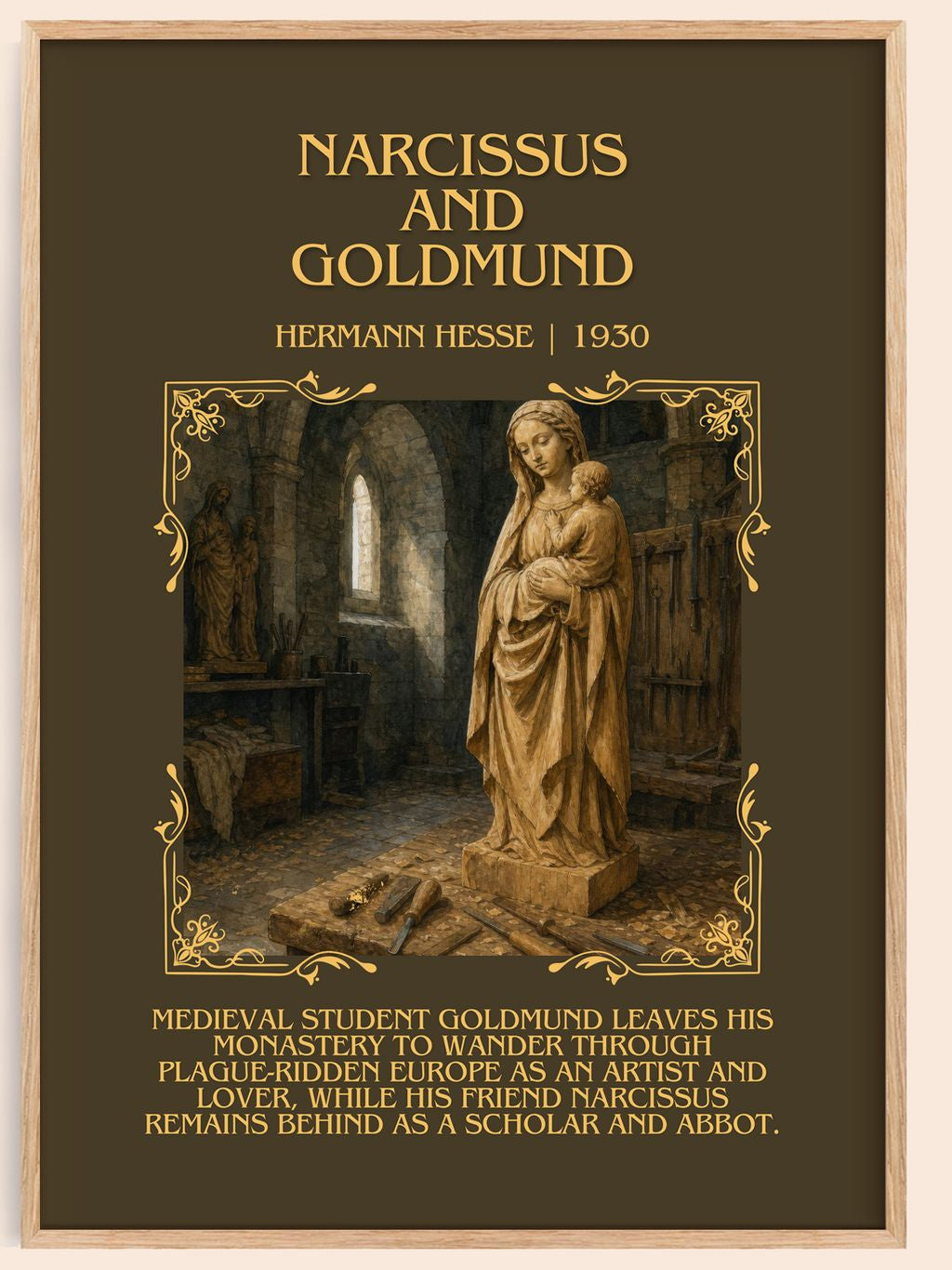 Narcissus and Goldmund Minimalist Book Poster by Hermann Hesse – book poster