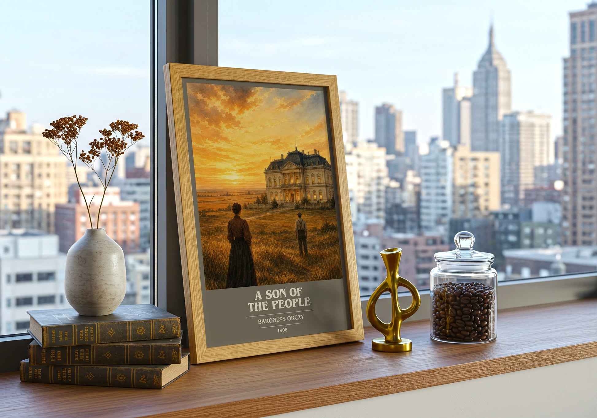 A Son Of The People book cover print framed by window – literary home decor