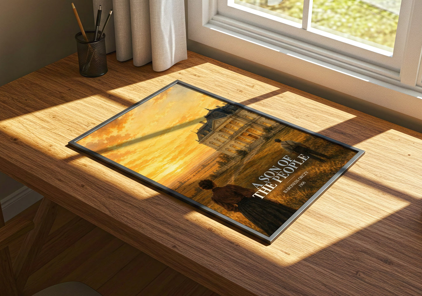 A Son Of The People watercolour book poster framed on wall – historical fiction wall art
