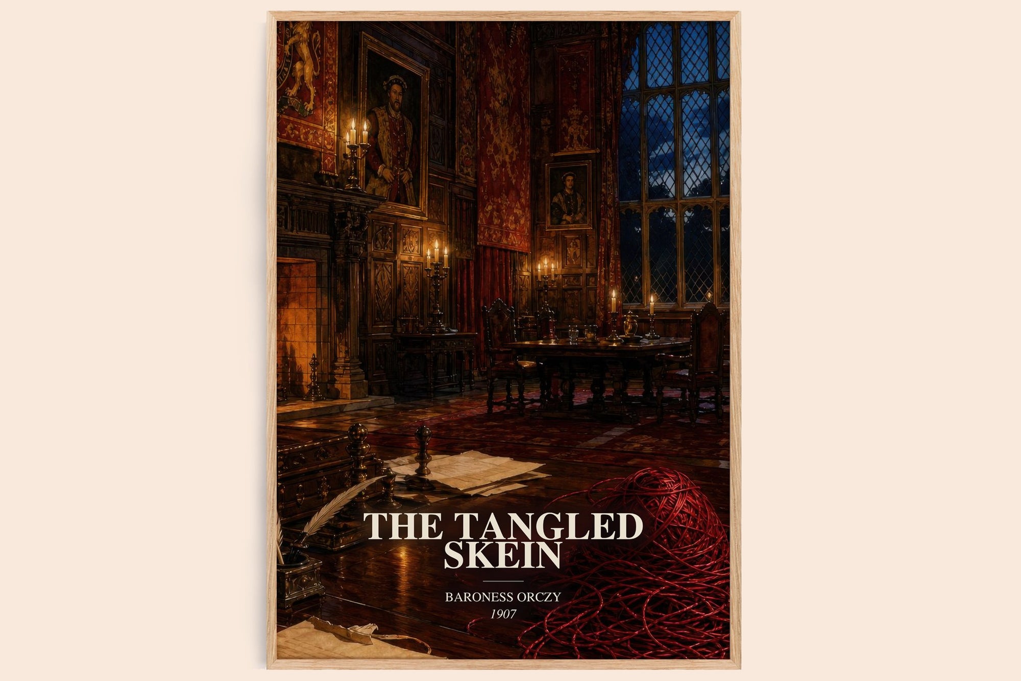 The Tangled Skein watercolour book poster by Baroness Orczy – framed literary art print