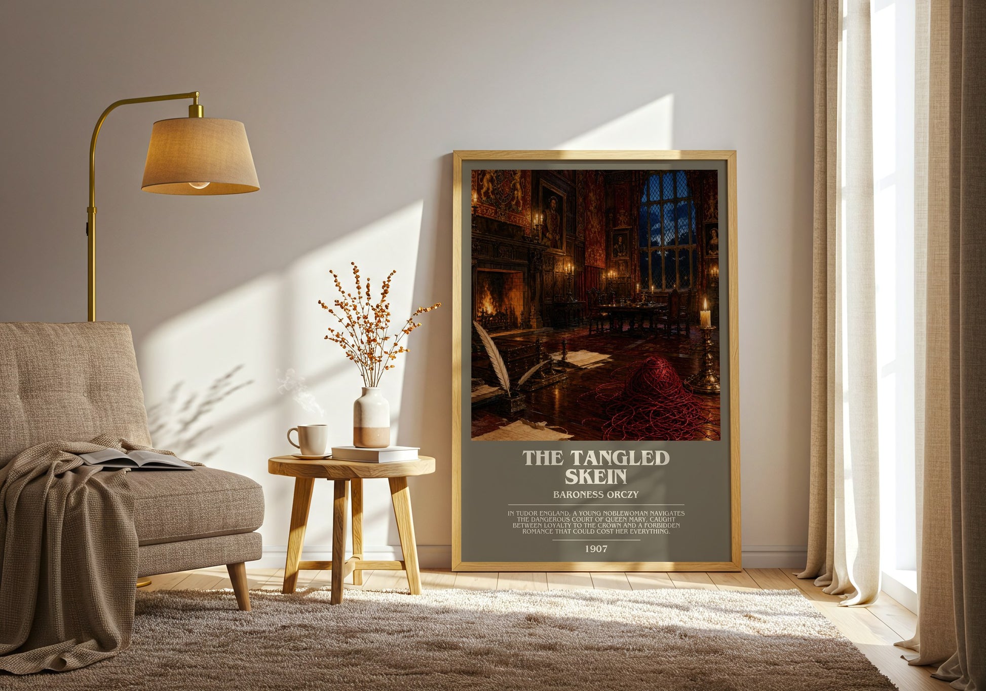 The Tangled Skein bookish print on bookshelf – Baroness Orczy fan gift
