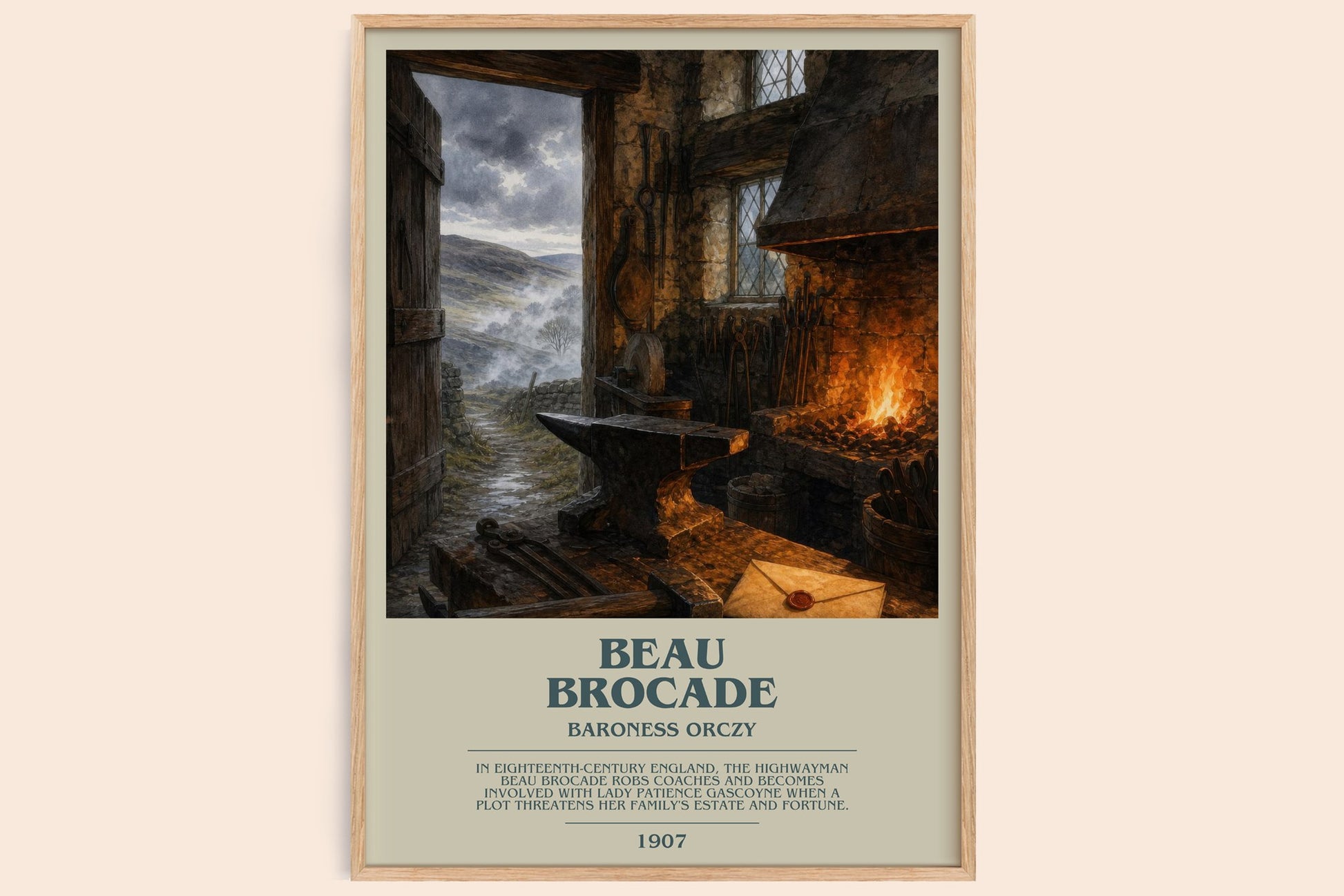Beau Brocade bookish book poster by Baroness Orczy – framed literary art print