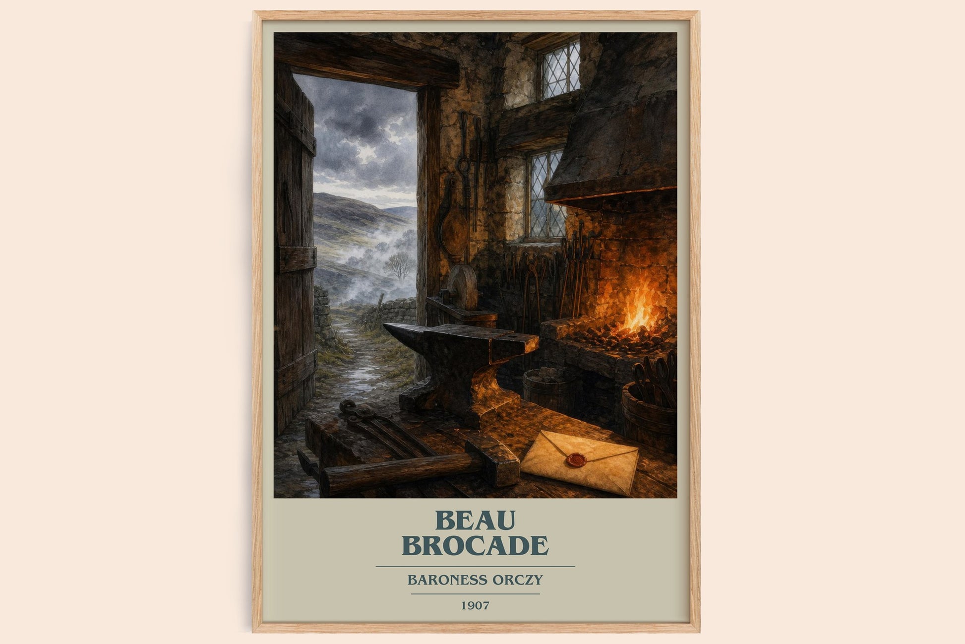 Beau Brocade book cover book poster by Baroness Orczy – framed literary art print