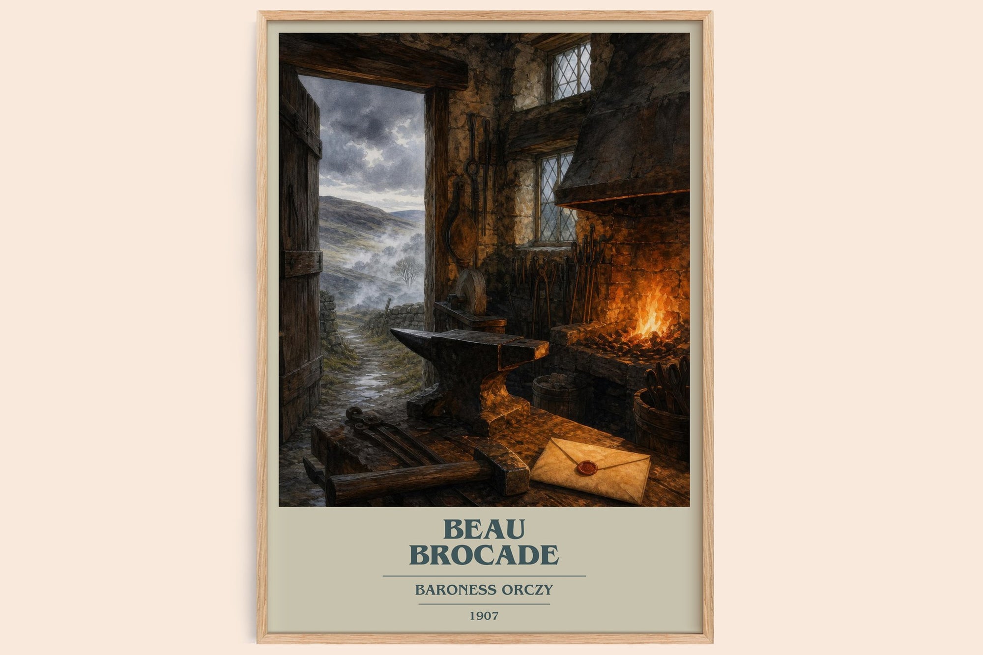Beau Brocade book cover book poster by Baroness Orczy – framed literary art print