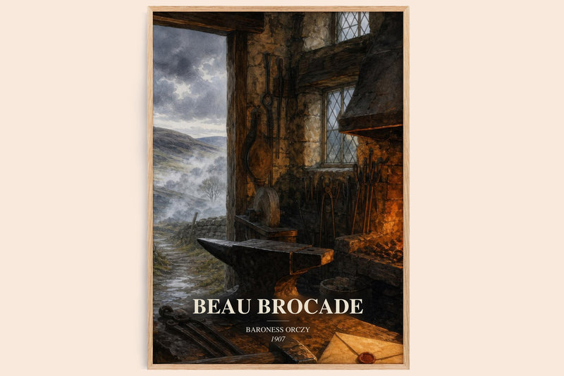 Beau Brocade watercolour book poster by Baroness Orczy – framed literary art print