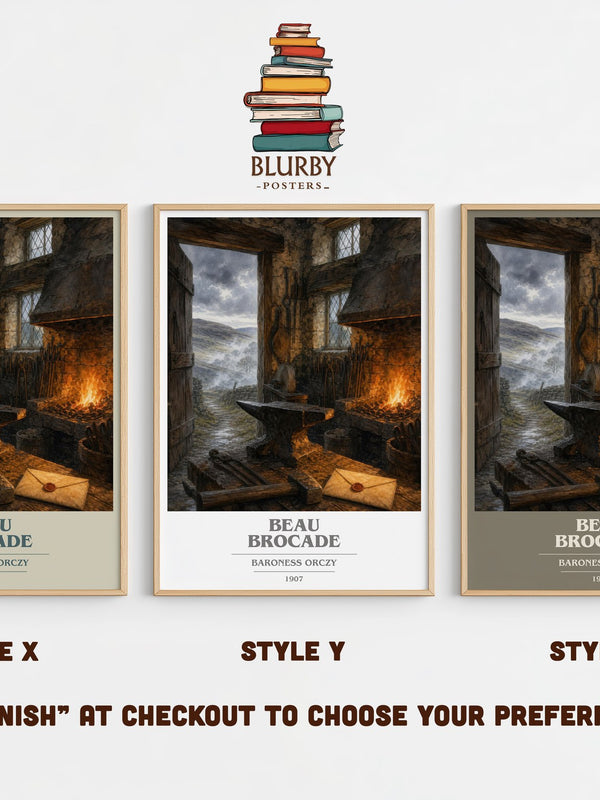 Beau Brocade book cover print in frame leaning in hallway – historical fiction wall art