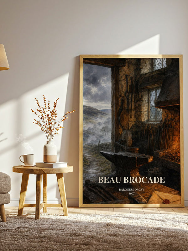 Beau Brocade watercolour print in frame leaning in hallway – historical fiction wall art