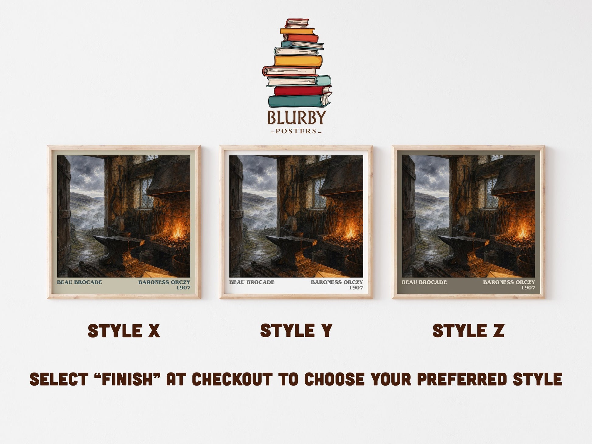 Beau Brocade literary print in frame leaning in hallway – historical fiction wall art