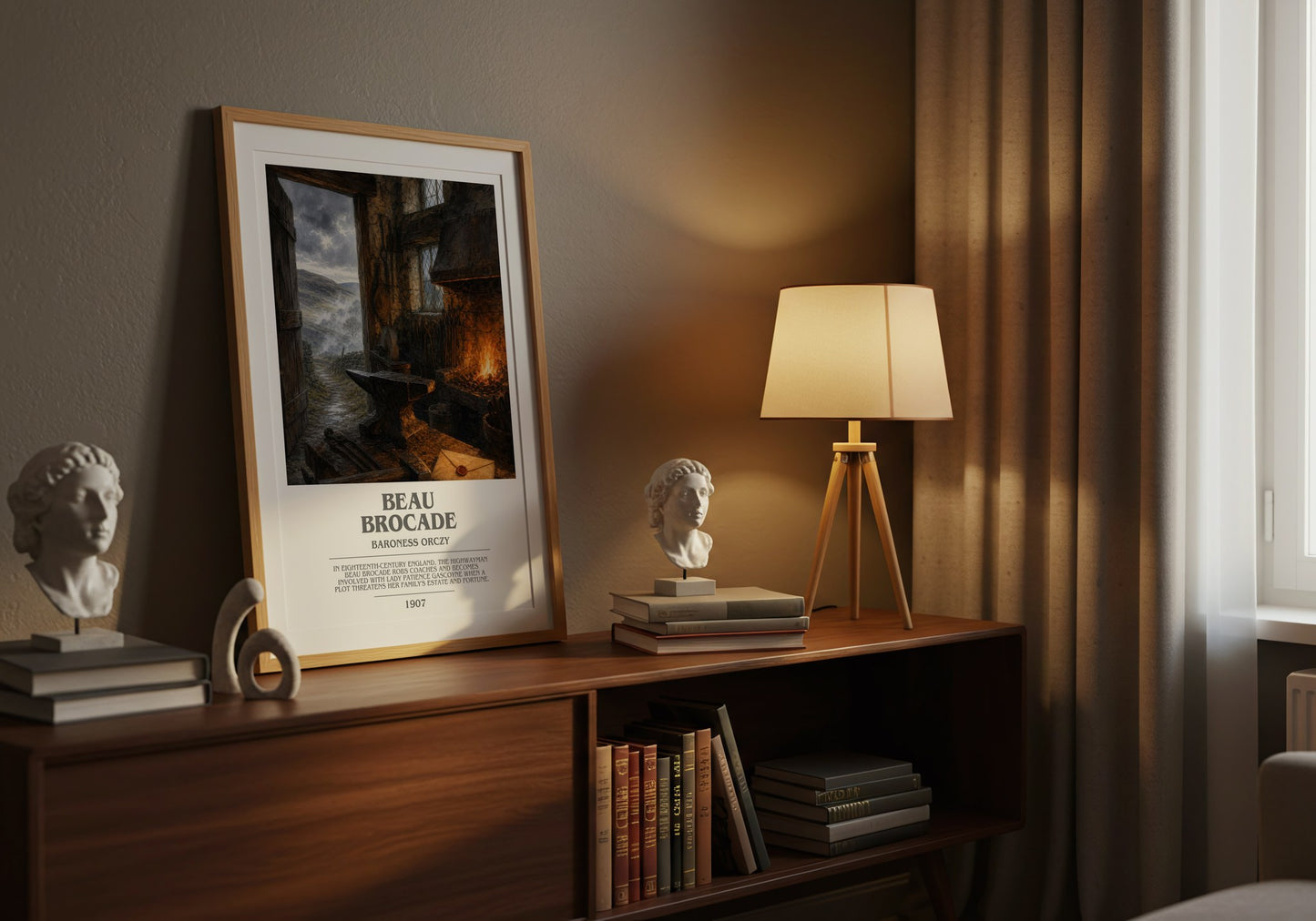 Beau Brocade bookish book poster framed on wall – historical fiction wall art