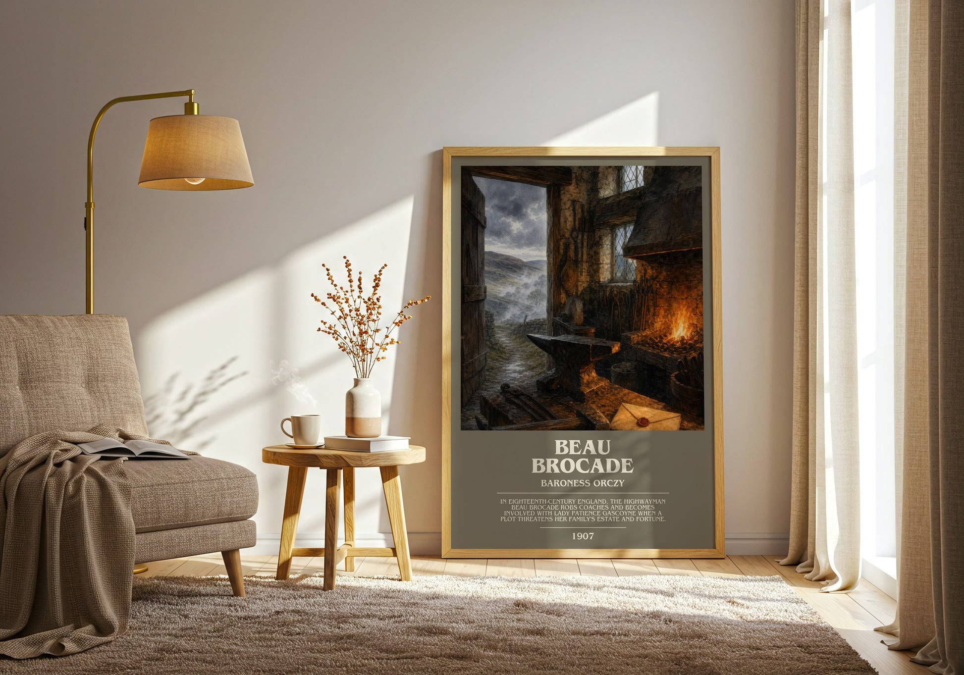 Beau Brocade bookish print on bookshelf – Baroness Orczy fan gift