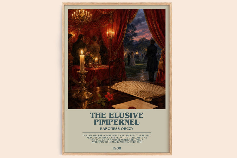The Elusive Pimpernel bookish book poster by Baroness Orczy – framed literary art print