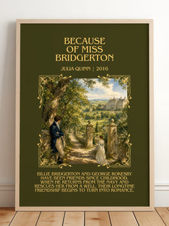 Because of Miss Bridgerton Minimalist Book Poster by Julia Quinn – image 2
