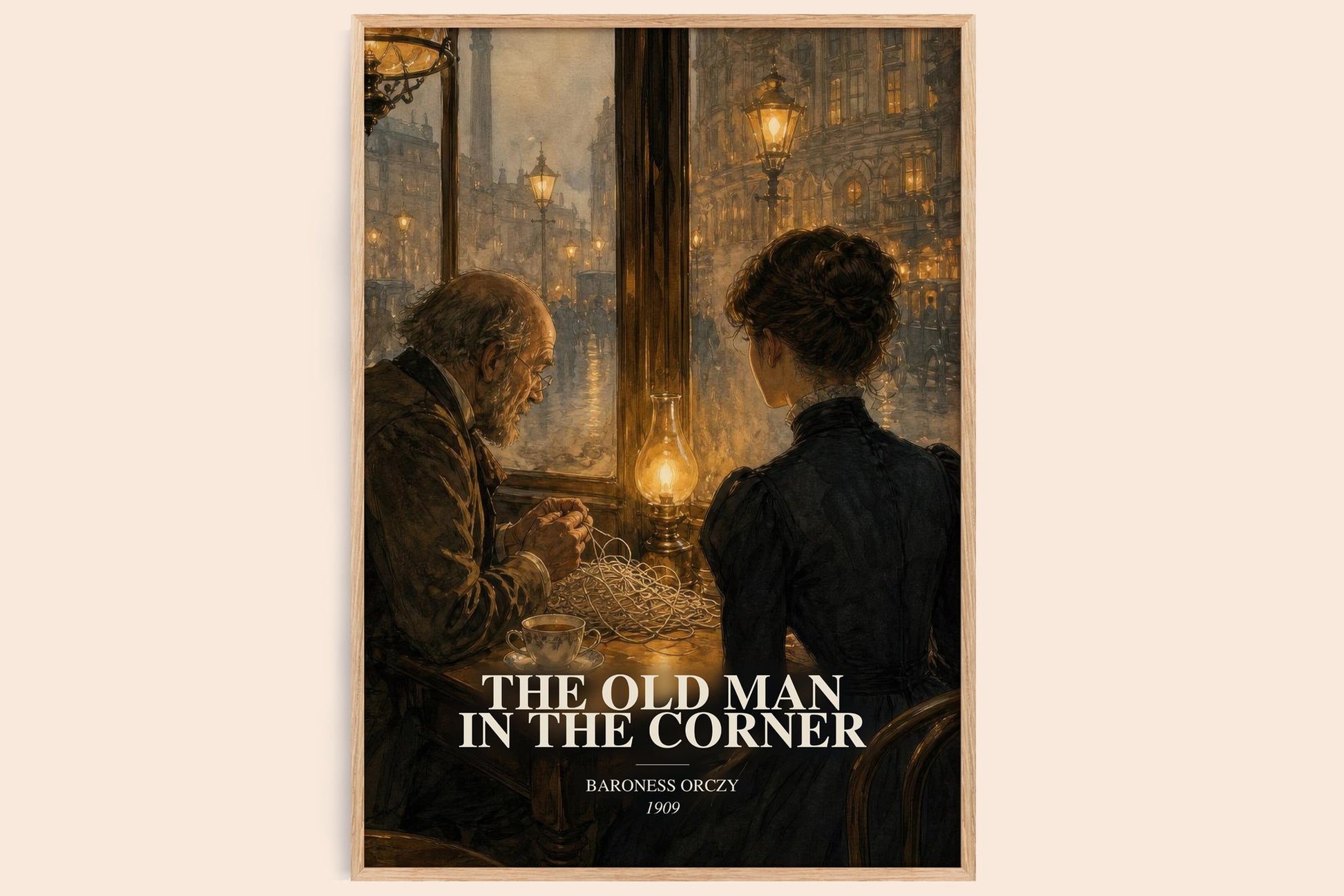 The Old Man In The Corner watercolour book poster by Baroness Orczy – framed literary art print